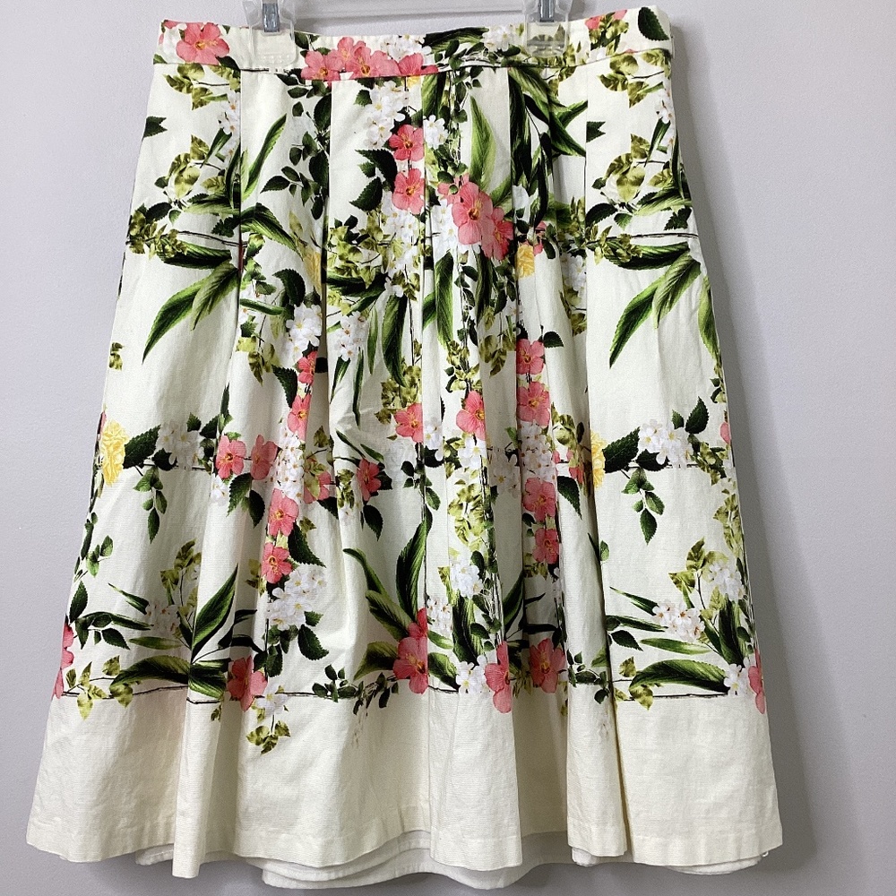 Talbots Floral Pleated Skirt A Line Swingy Garden Cottage Core Womens 10 Retro L